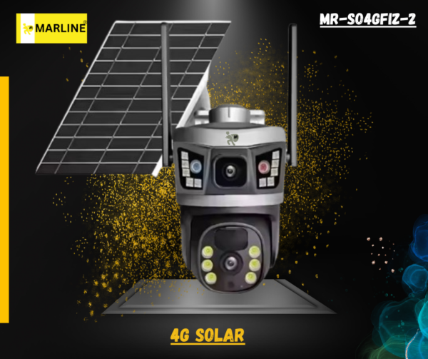 Marline High Resolution Wifi 2K 4Mp Outdoor Security Camera with Long Range Full Color Night Vision Sim 4G Solar Powered Built-in Mic